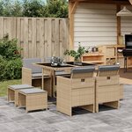 vidaXL Ensemble à manger de jardin et coussins 9 Pièces mélange beige