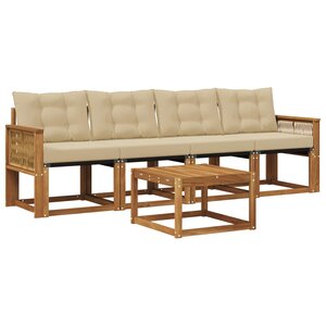 vidaXL Ensemble de canapés d'extérieur 5 pc Naturel et Beige