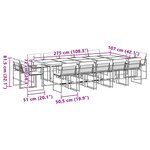 vidaXL Ensemble à manger de jardin avec coussins 15 Pièces noir textilène