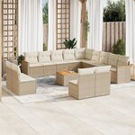 vidaXL Salon de jardin avec coussins 14 Pièces beige résine tressée