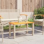 vidaXL Table de jardin beige 70x38x42 cm résine tressée et bois acacia