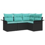 vidaXL Ensemble de canapé de jardin avec stockage 4 Pièces Noir polyrotin