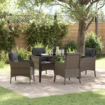 vidaXL Ensemble de salle à manger de jardin de 5 pièces avec coussins gris en poly rattan