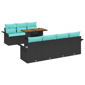 vidaXL Ensemble de canapé de jardin 8 Pièces Noir Poly rotin