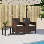 vidaXL Canapé de jardin 2 places avec table et coussins résine tressée