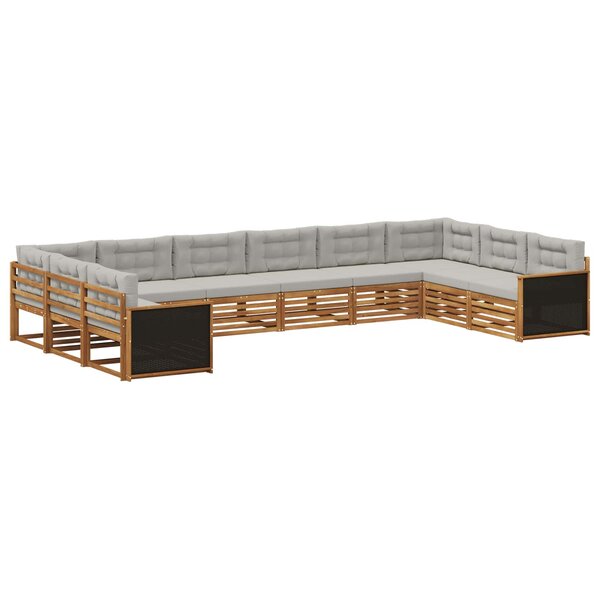 vidaXL Ensembles de canapés avec coussin 10 Pièces Bois d'Acacia Massif