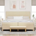 vidaXL Lit à ressorts avec matelas Crème 200 x 200 cm tissu