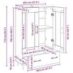vidaXL Haut Armoire Chêne noir 69 5 x 31 x 115 cm Bois d'ingénierie