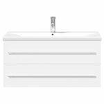 vidaXL Armoire lavabo de salle de bain avec bassin intégré blanc