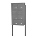 Bloc collectif Leabox  2x4  grade 3  simple face  Extérieur  fixation sur pieds à sceller  Gris poussière RAL 7037 finition brillante