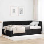 vidaXL Cadre de lit d'angle avec matelas 2 pc Noir 90 x 200 cm Velours