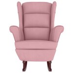 vidaXL Fauteuil à bascule à oreilles en velours rose bois massif