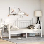 Lit jour vidaXL avec lit gigogne blanc 100x200 cm en acier