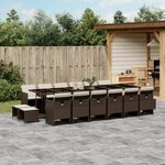 vidaXL Ensemble à manger de jardin et coussins 17 Pièces marron rotin