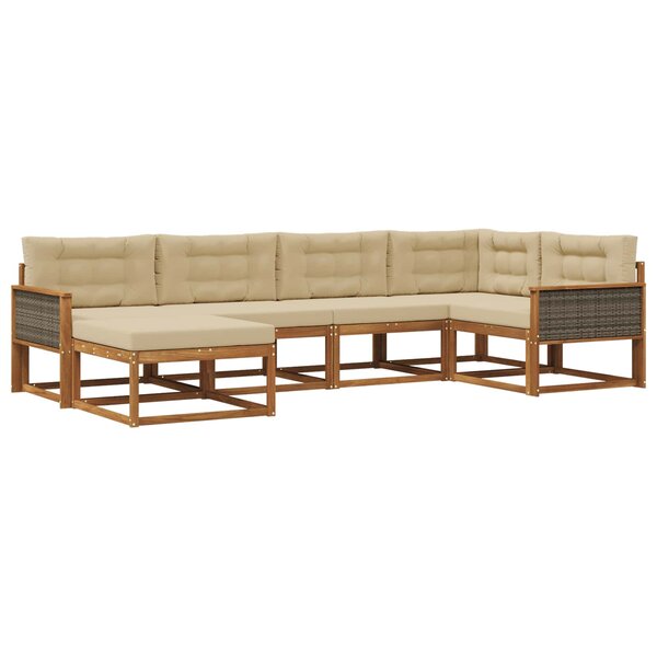 vidaXL Ensemble de canapés d'extérieur 6 pc Naturel et Beige