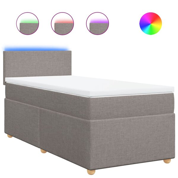 vidaXL Sommier à lattes de lit avec matelas Taupe 90x190 cm Tissu