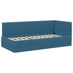 vidaXL Cadre de lit d'angle Bleu 90 cm x 200 cm Velours