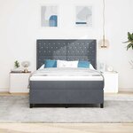 vidaXL Lit à ressorts avec tête de lit Gris foncé 140 x 190 cm Velours
