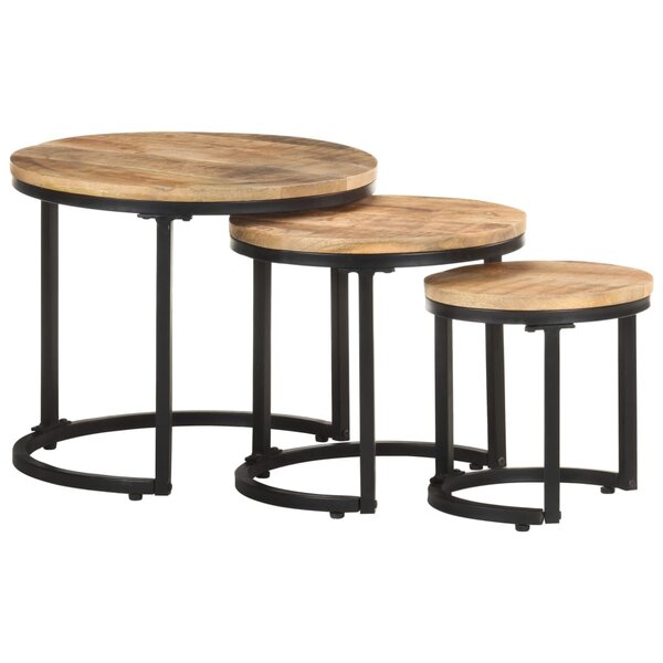 vidaXL Tables d'appoint 3 Pièces Bois de manguier brut
