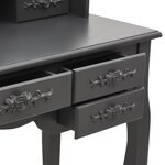 vidaXL Coiffeuse avec tabouret et miroir pliable en 3 Gris