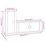 vidaXL Ensemble de meubles TV 2 Pièces blanc brillant bois d'ingénierie