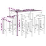 vidaXL Ensemble de bar de jardin 7 Pièces Bois de pin massif