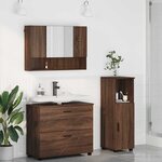 vidaXL Ensemble de mobilier de salle de bain 3 Pièces Chêne brun