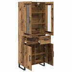 vidaXL Haut Armoire 2 Pièces Bois Ancien Bois Aggloméré et Verre