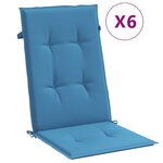 vidaXL Coussins de chaise à dossier haut lot de 6 bleu mélangé tissu