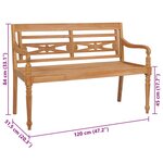 vidaXL Banc Batavia avec coussin taupe 120 cm Bois de teck massif