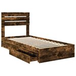 vidaXL Lit de Rangement Chêne fumé 90 x 190 cm Bois d'ingénierie