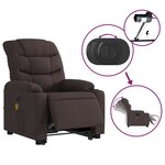 vidaXL Fauteuil inclinable de massage électrique Marron foncé Tissu
