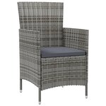 vidaXL Ensemble à manger d'extérieur 3Pièces coussins gris résine tressée