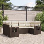 vidaXL Salon de jardin avec coussins 6 Pièces marron résine tressée