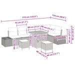 Set de canapé de jardin vidaXL 9 pièces avec coussins noirs en poly rotin
