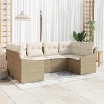 vidaXL Ensemble de canapé de jardin 6 Pièces Beige Poly rotin
