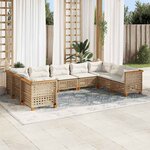 vidaXL Salon de jardin avec coussins 9 Pièces beige résine tressée