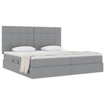 vidaXL Lit avec rangement et matelas Gris clair 200 x 200 cm Polyester