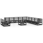 vidaXL Salon de jardin 12 Pièces noir bois de pin massif