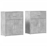 vidaXL Buffets 2 Pièces gris béton 60x31x70 cm bois d'ingénierie