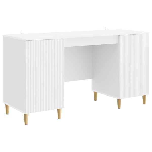 vidaXL Bureau Blanc brillant 142 5 x 50 x 75 cm Bois d'ingénierie