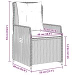 vidaXL Ensemble à manger de jardin et coussins 5 Pièces gris clair rotin