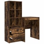 vidaXL Bureau avec rangement 2 Pièces Chêne fumé 60 x 50 x 76 cm