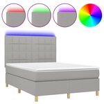 vidaXL Sommier à lattes de lit et matelas et LED Gris clair 140x200 cm