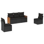 vidaXL Salon de jardin 5 Pièces avec coussins noir résine tressée