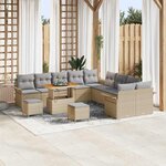 vidaXL Ensemble de canapé de jardin 13 Pièces Beige et Gris clair