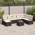 vidaXL Canapé Jardin 9 Pièces Avec Coussins Poly Rattan Marron