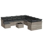 vidaXL Salon de jardin avec coussins 12 Pièces gris clair résine tressée
