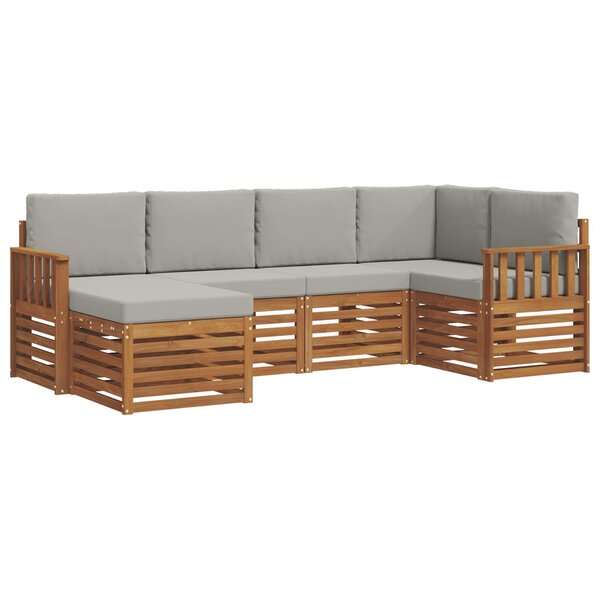 vidaXL Ensemble de canapés d'extérieur 6 pc Gris Naturel et Clair
