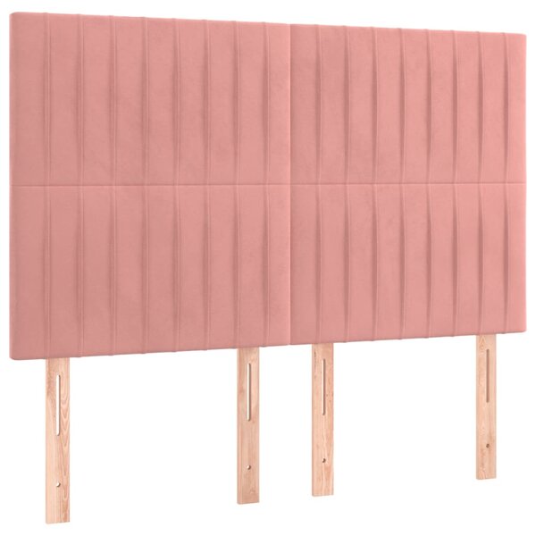 vidaXL Tête de lit Rose 144x5x118/128 cm Velours